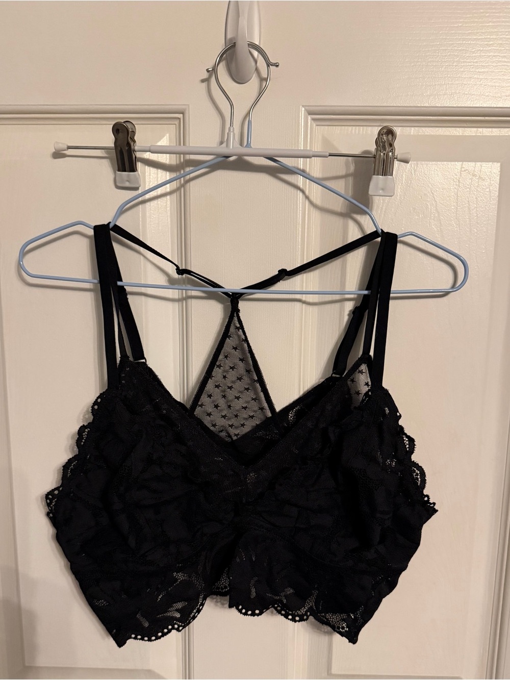 Aerie Lace Bralette with Sheer Star Back - Black, XL, NWT